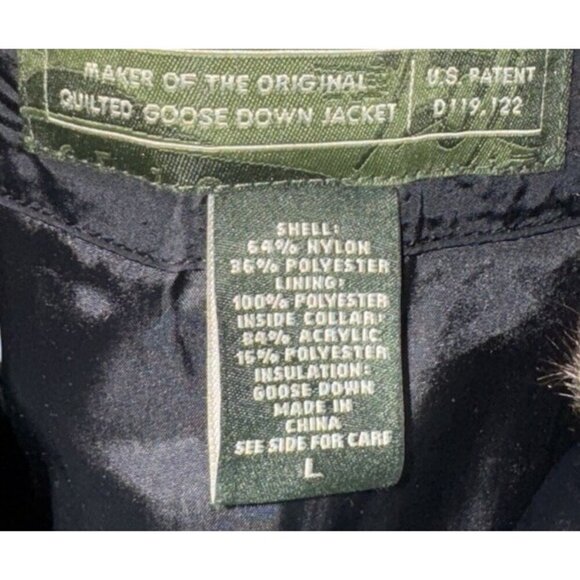 EDDIE BAUER Premium Goose Down Vest Faux Fur Collar Black Puffer Women's Large - Picture 4 of 6